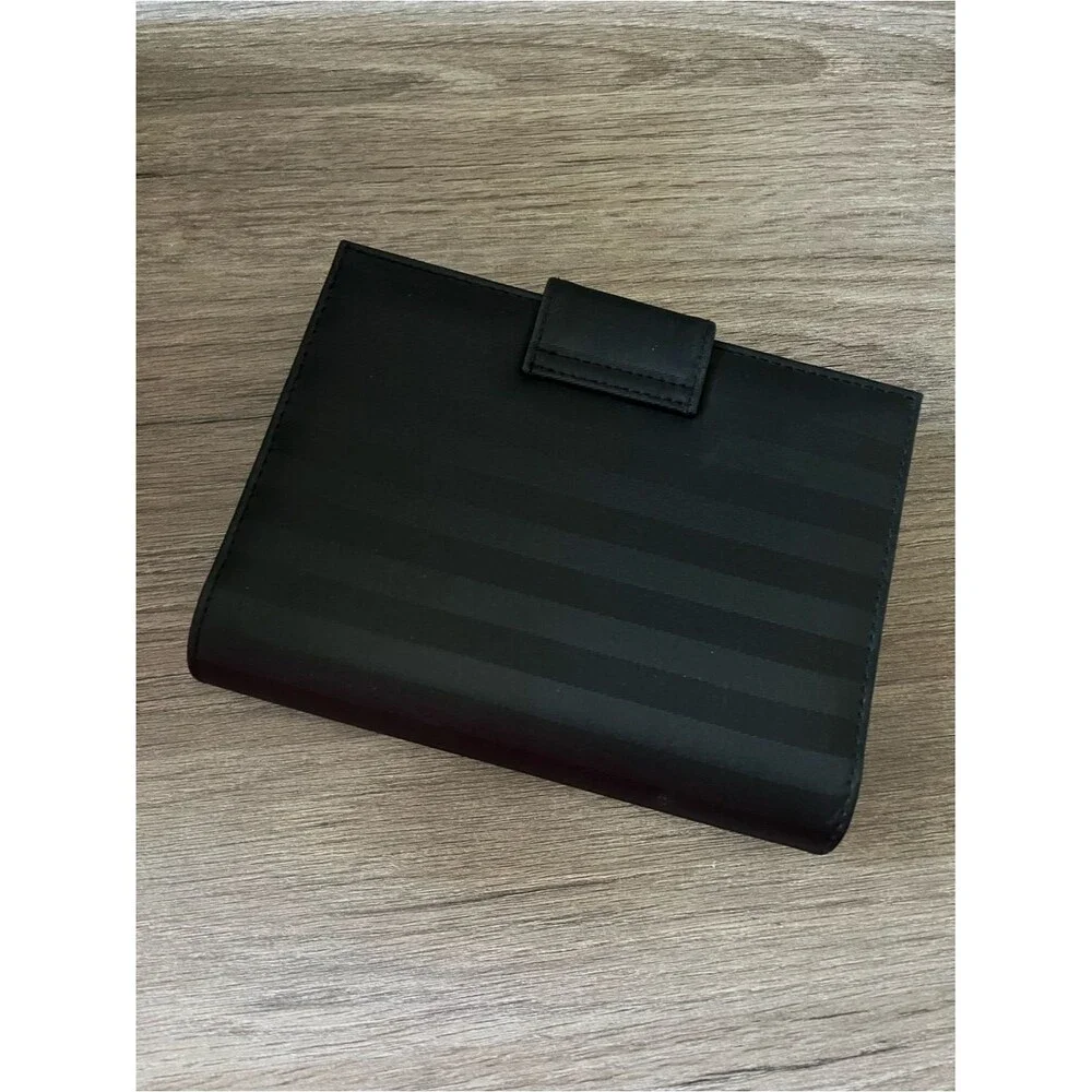 DAY-TIMER Black Striped Vinyl 6-Ring Organizer Binder Planner Cover Snap Close